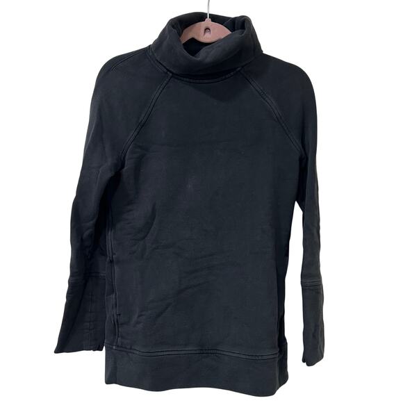 Lululemon Womens Size 4 To You Black Tunic Turtleneck Logo Sweatshirt Athletic - Picture 1 of 6
